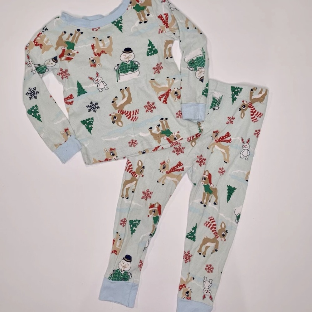 Girls RUDOLPH Clarice SAM the Snowman Long Sleeve Cotton Pajamas Size 3T